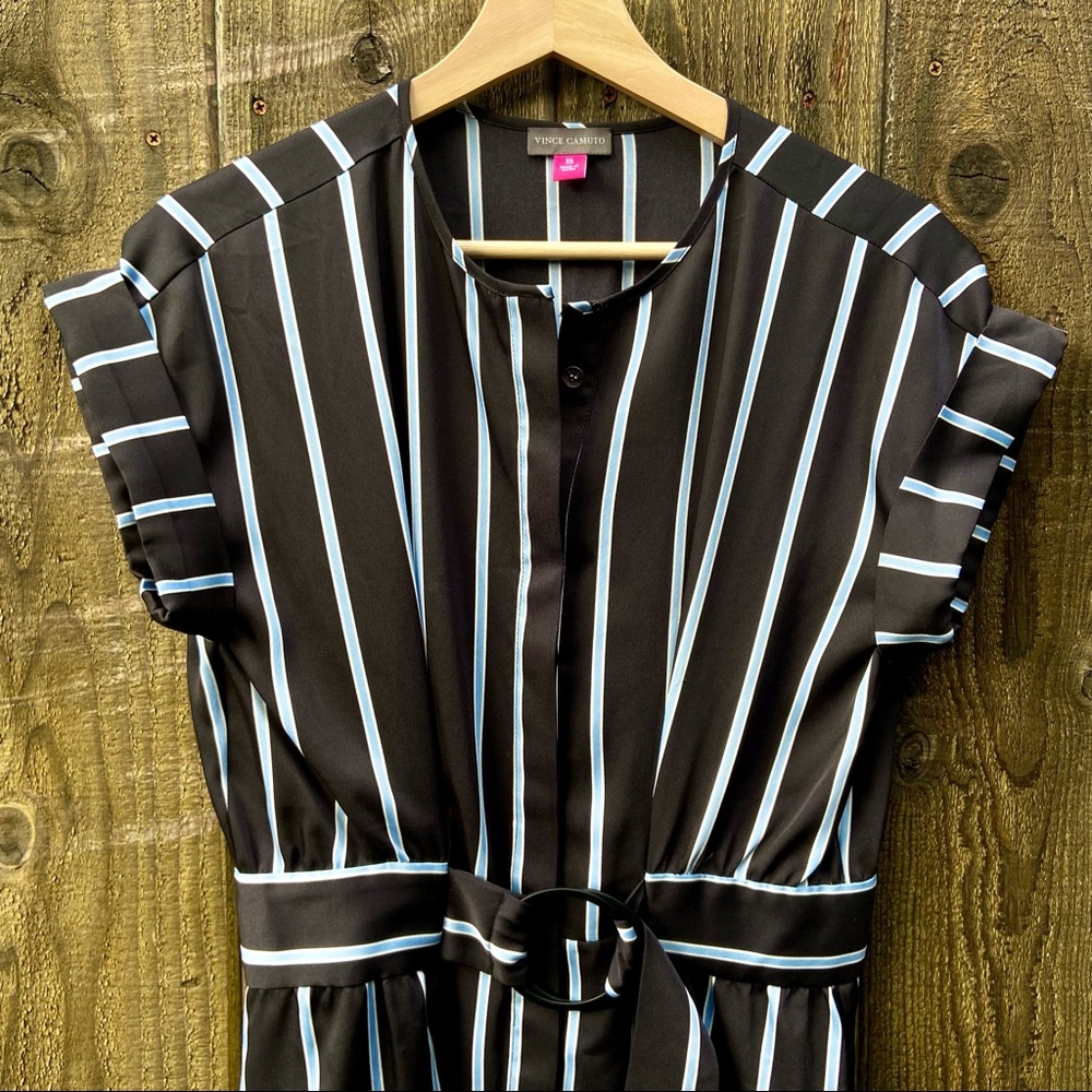 2/$30 ✨ Vince Camuto Theory Stripe Belted Shirt Dress 🌿🍃 - Picture 2 of 11